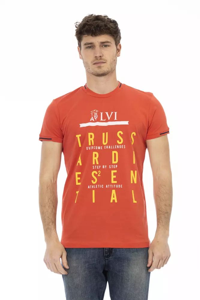 Оранжева памучна тениска Trussardi Action