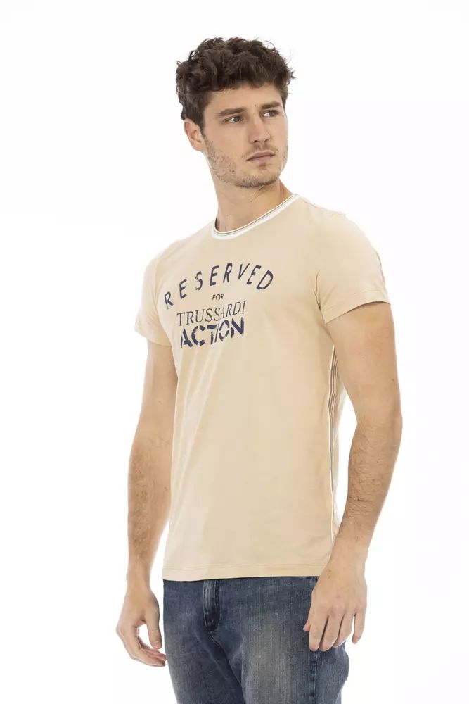 Бежова памучна тениска Trussardi Action