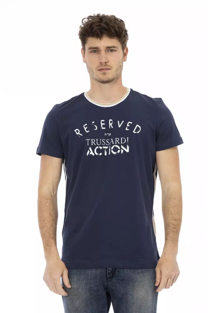 Синя памучна тениска Trussardi Action
