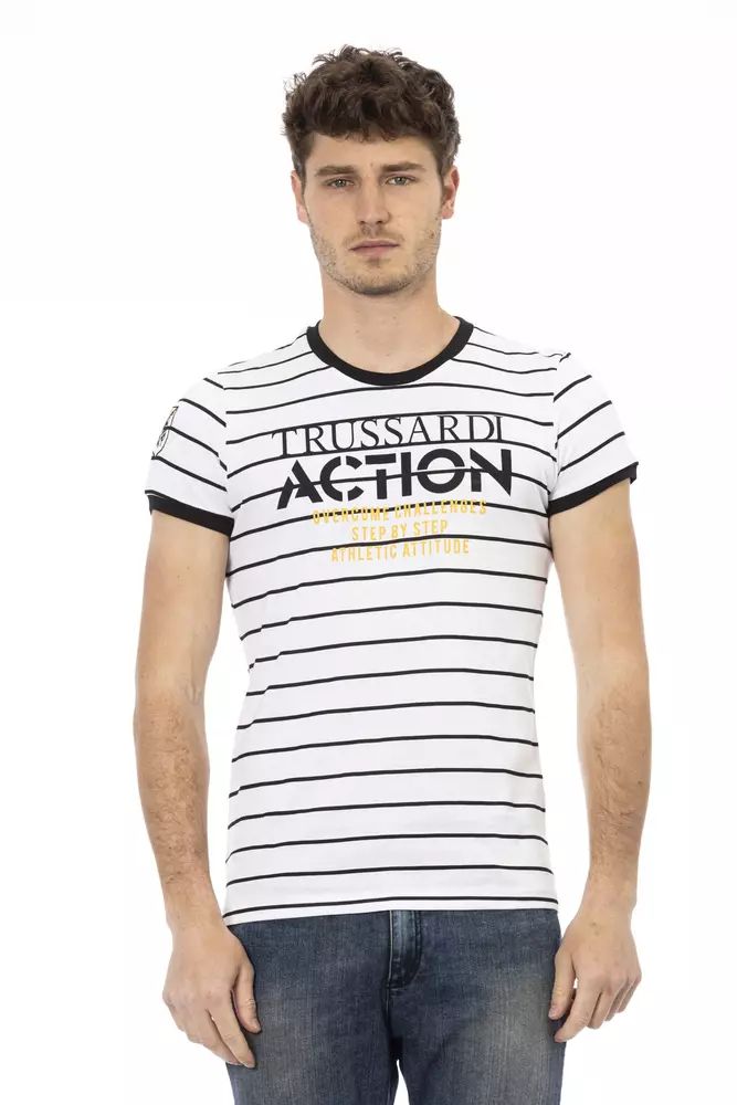 Бяла памучна тениска Trussardi Action