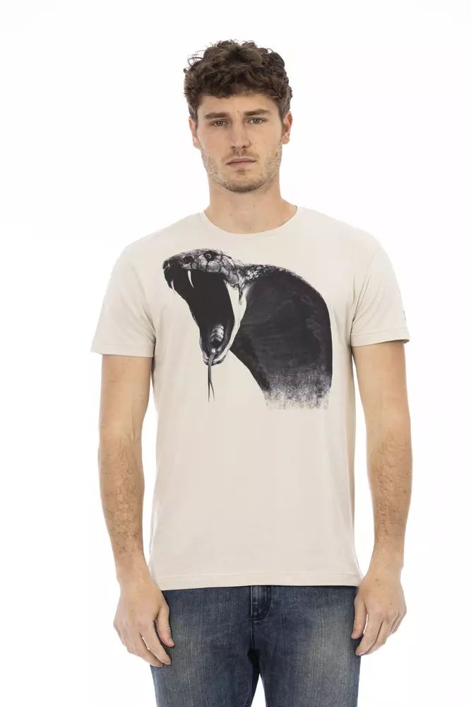 Бежова памучна тениска Trussardi Action