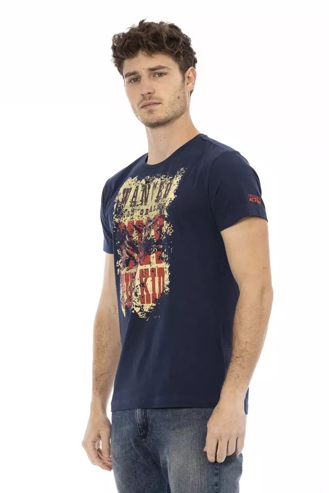 Синя памучна тениска Trussardi Action