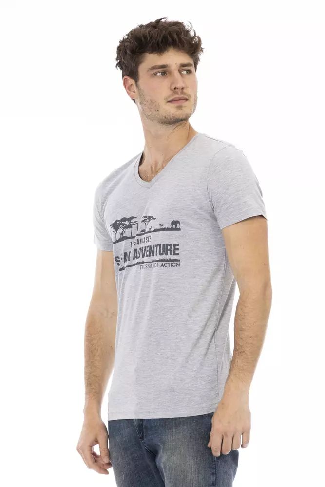 Сива памучна тениска Trussardi Action