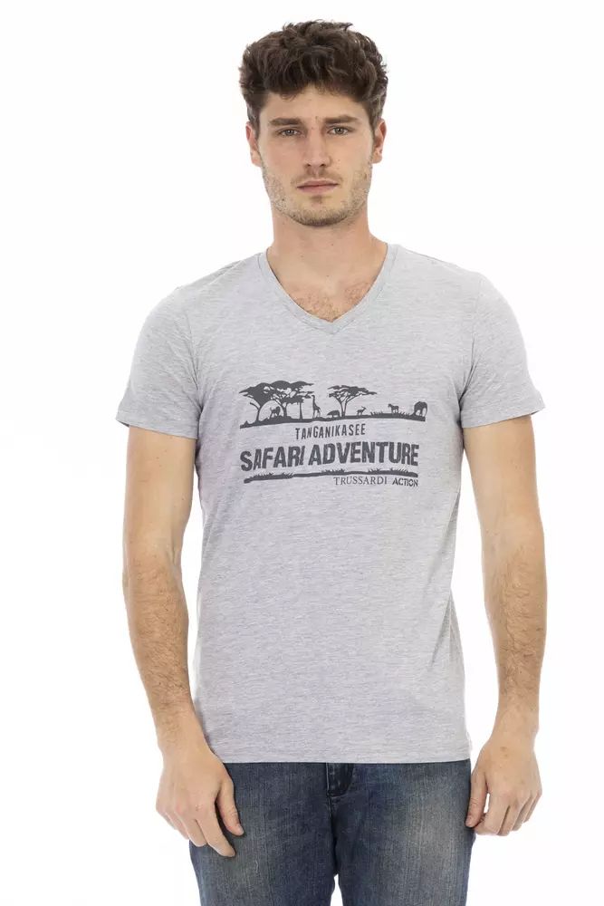 Сива памучна тениска Trussardi Action