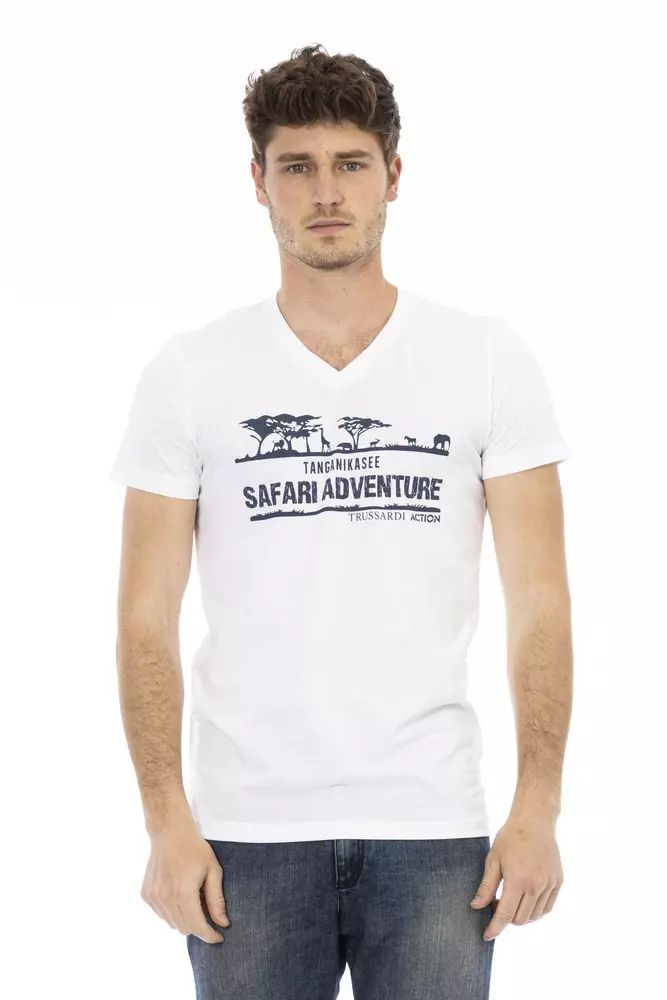 Бяла памучна тениска Trussardi Action