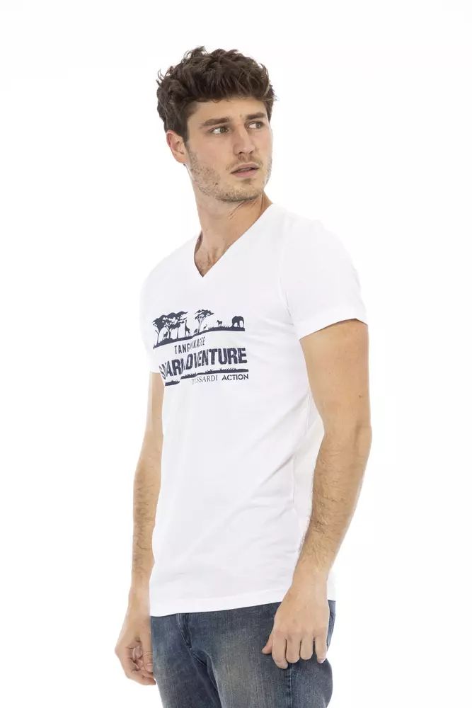 Бяла памучна тениска Trussardi Action