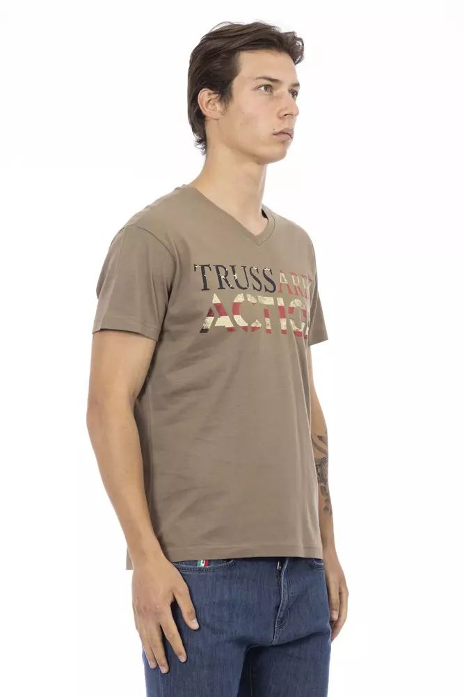 Кафява памучна тениска Trussardi Action