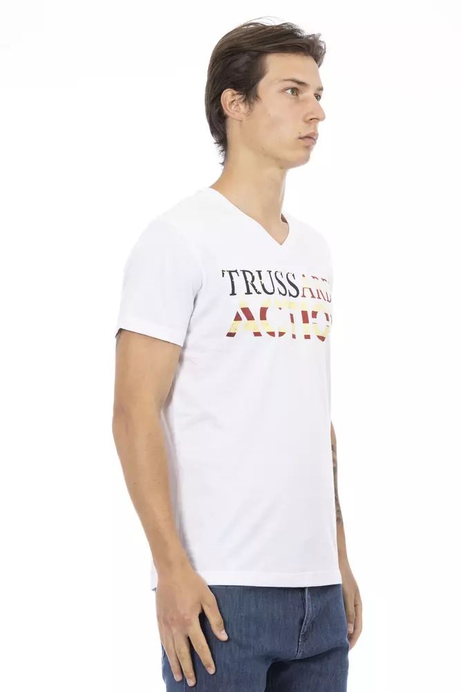 Бяла памучна тениска Trussardi Action