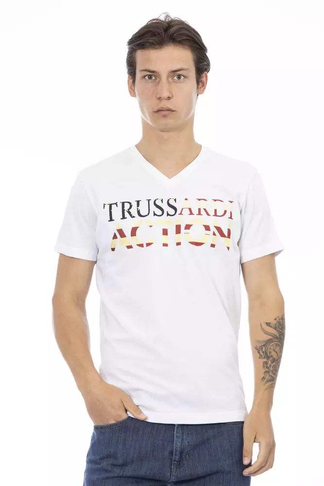 Бяла памучна тениска Trussardi Action