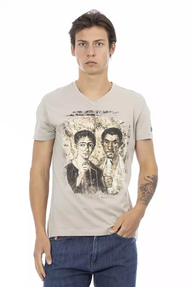 Бежова памучна тениска Trussardi Action
