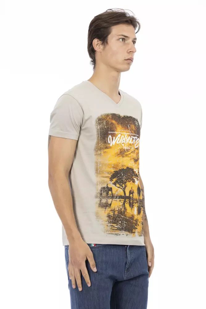 Бежова памучна тениска Trussardi Action