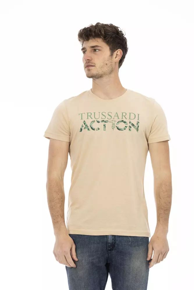 Бежова памучна тениска Trussardi Action