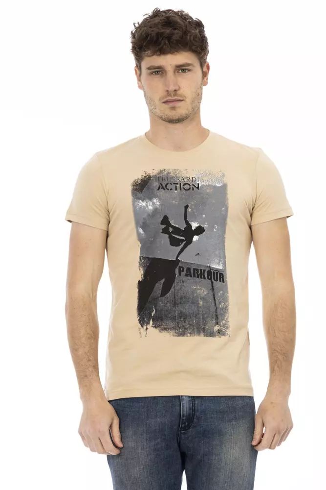 Бежова памучна тениска Trussardi Action