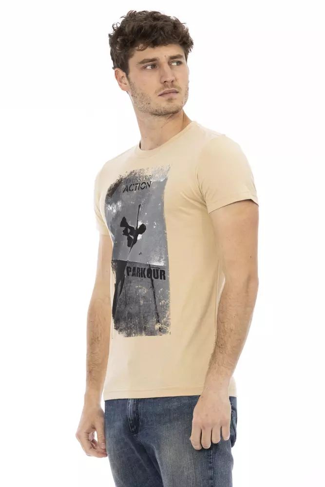 Бежова памучна тениска Trussardi Action