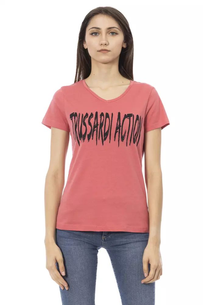 Розови памучни горнища и тениска Trussardi Action
