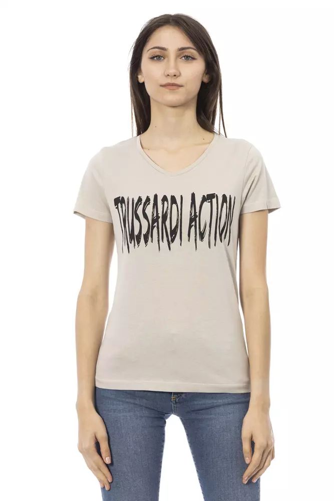 Бежово памучно горнище и тениска Trussardi Action