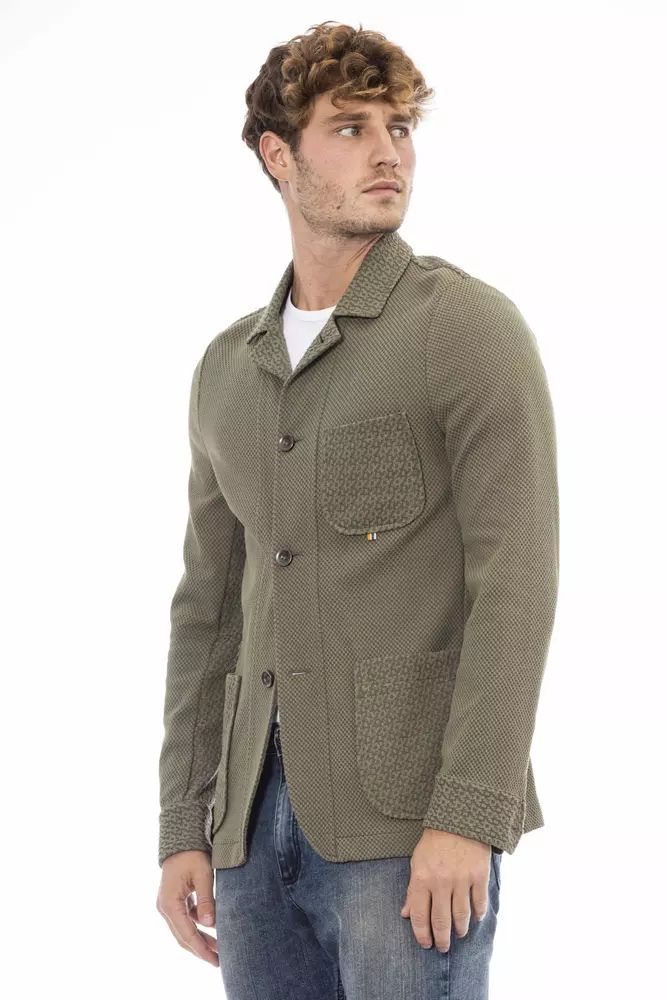 Distretto12 Elegant Green Fabric Jacket with Button Closure