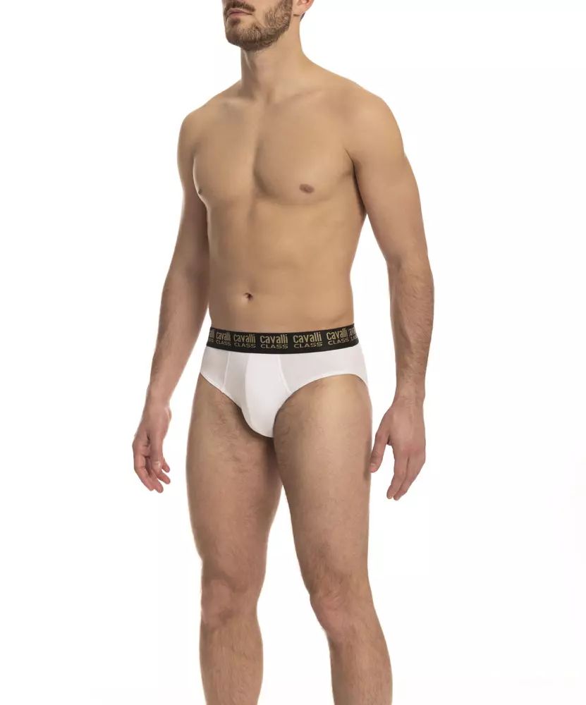 Cavalli Class Sleek White Briefs Duo with Logo Band