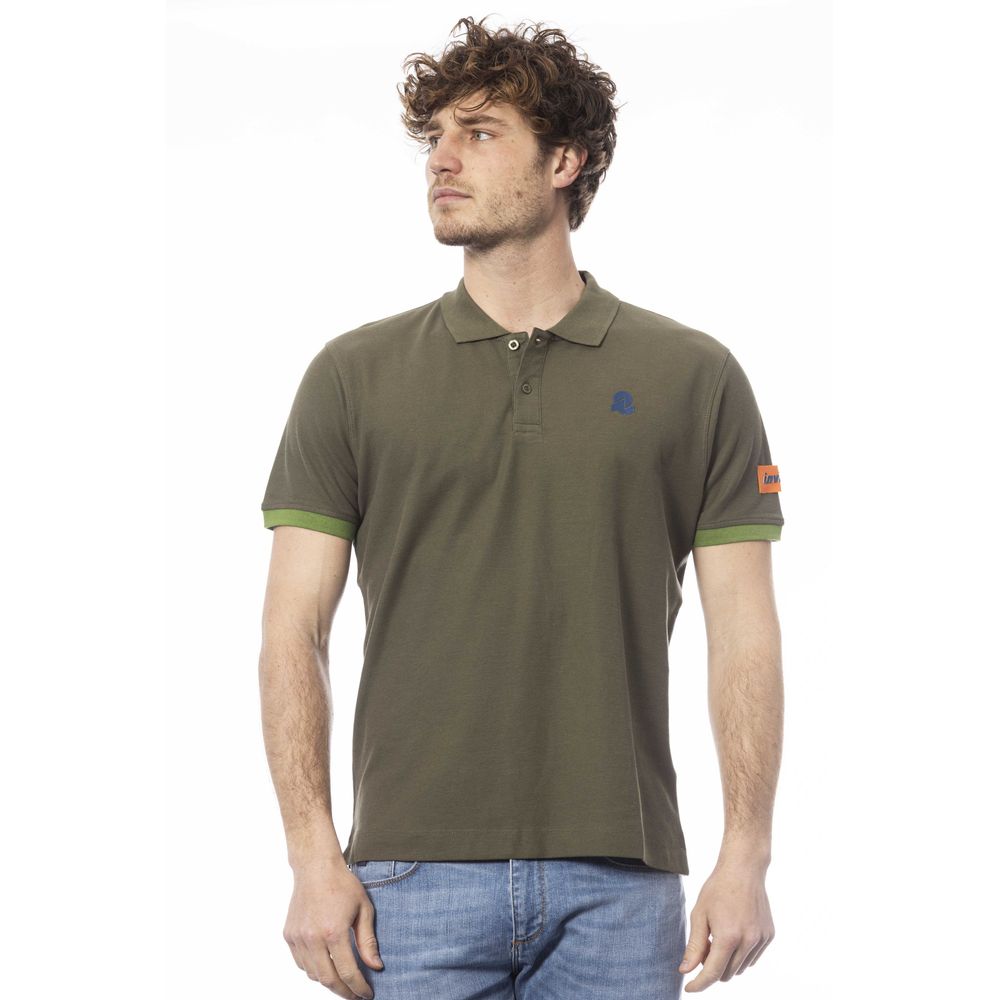 Invicta Elegant Green Cotton Polo with Emblem Detail