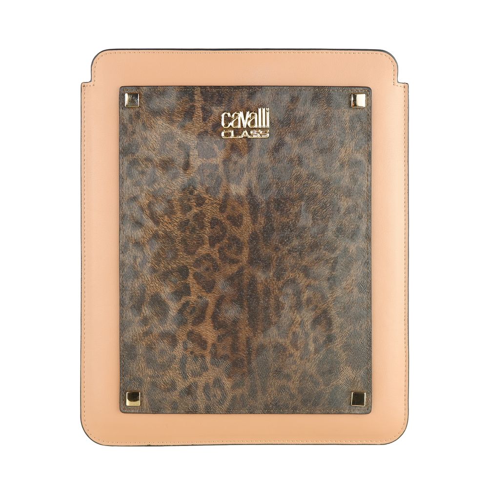 Cavalli Class Chic Leopard Print Calfskin Tablet Case