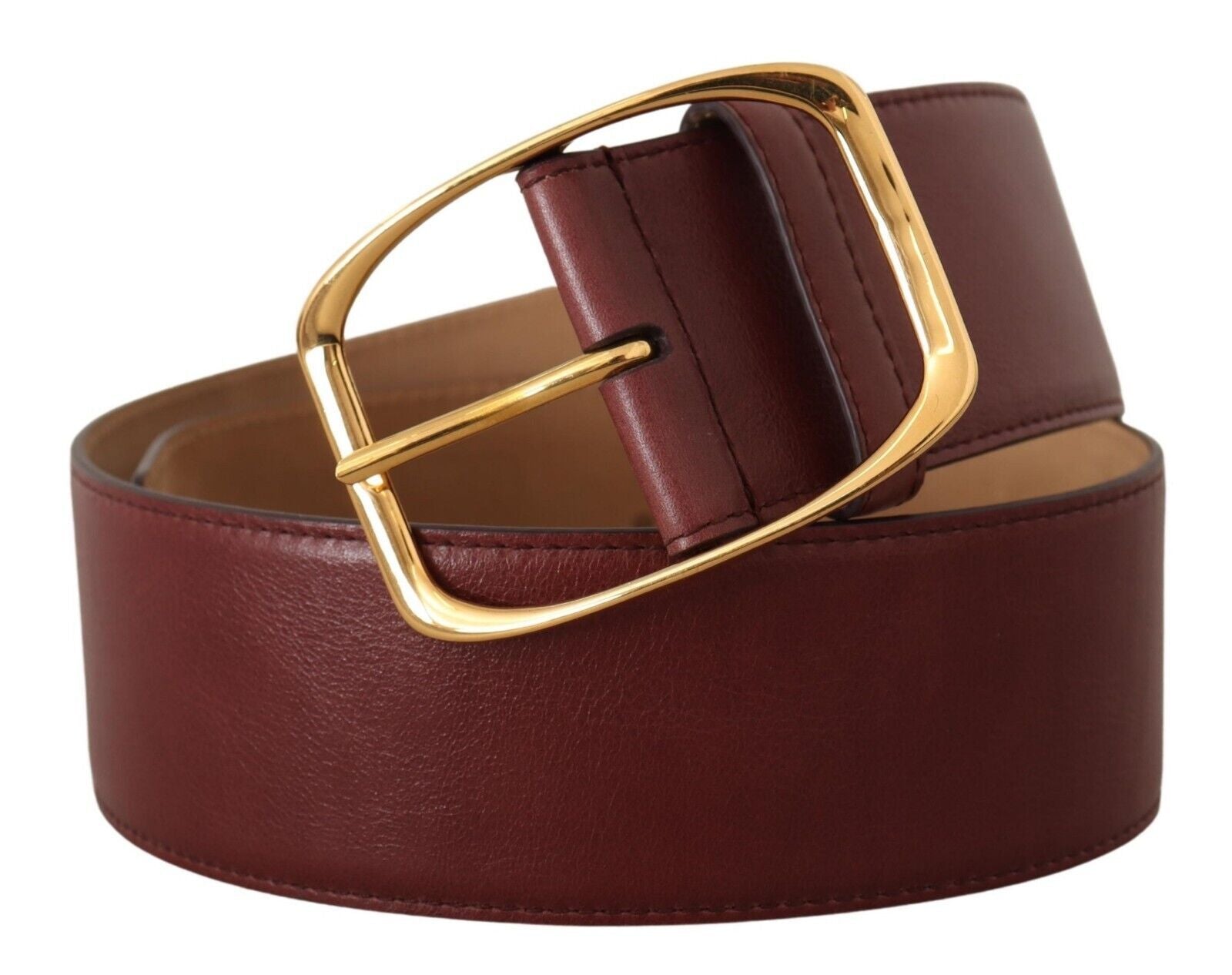 Dolce & Gabbana Maroon кожен златен колан с квадратна катарама