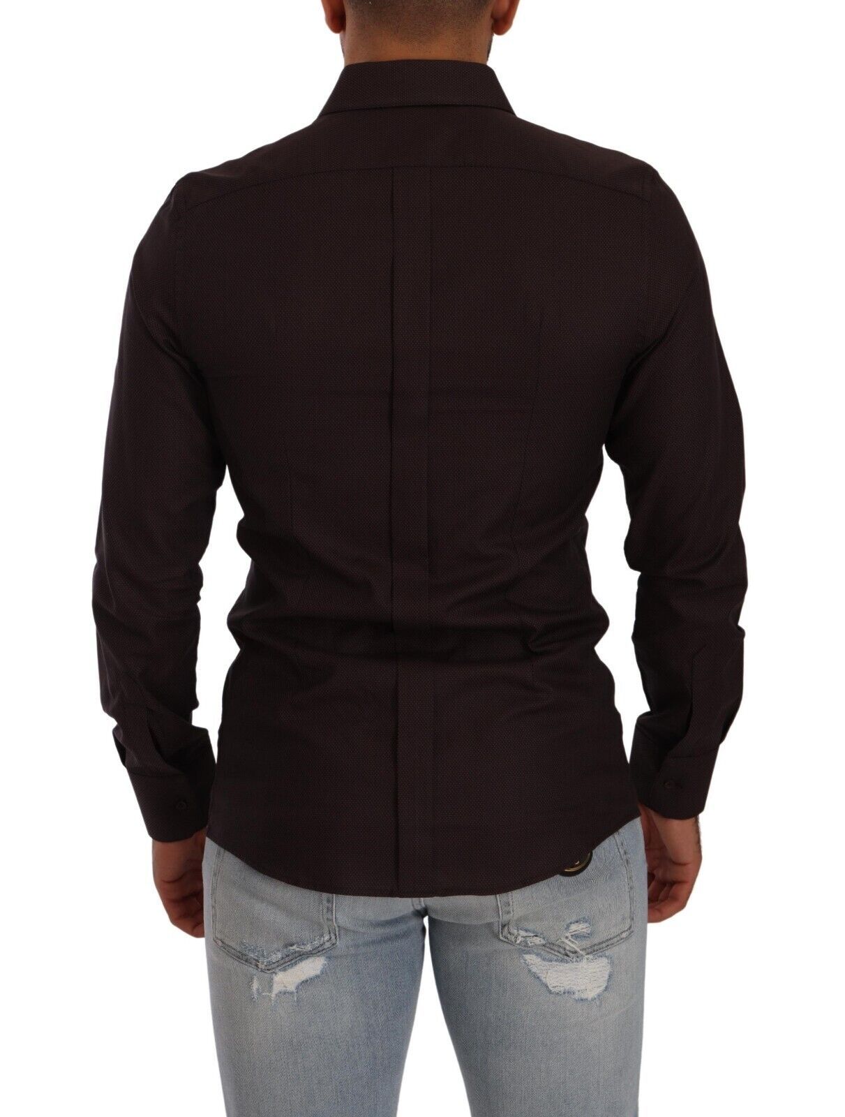 Dolce & Gabbana Bordeaux GOLD Памучна риза Slim Fit