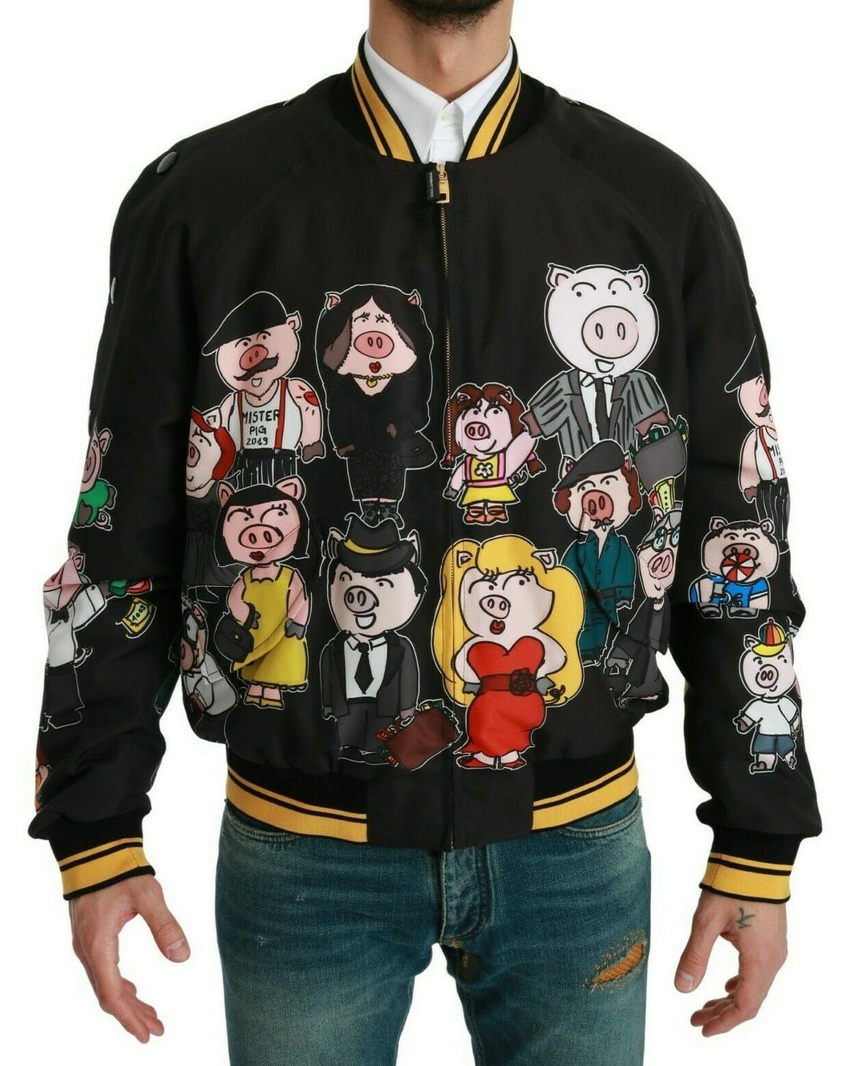 Dolce & Gabbana Черно бомбър яке YEAR OF THE PIG
