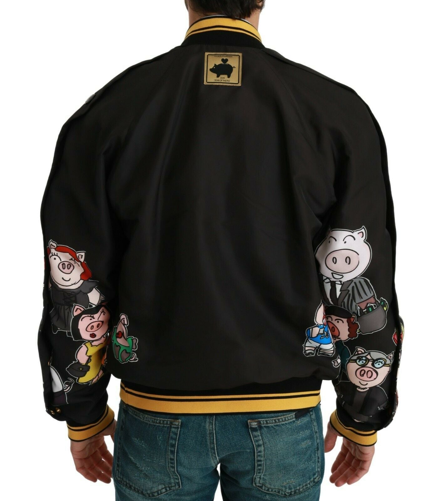 Dolce & Gabbana Черно бомбър яке YEAR OF THE PIG