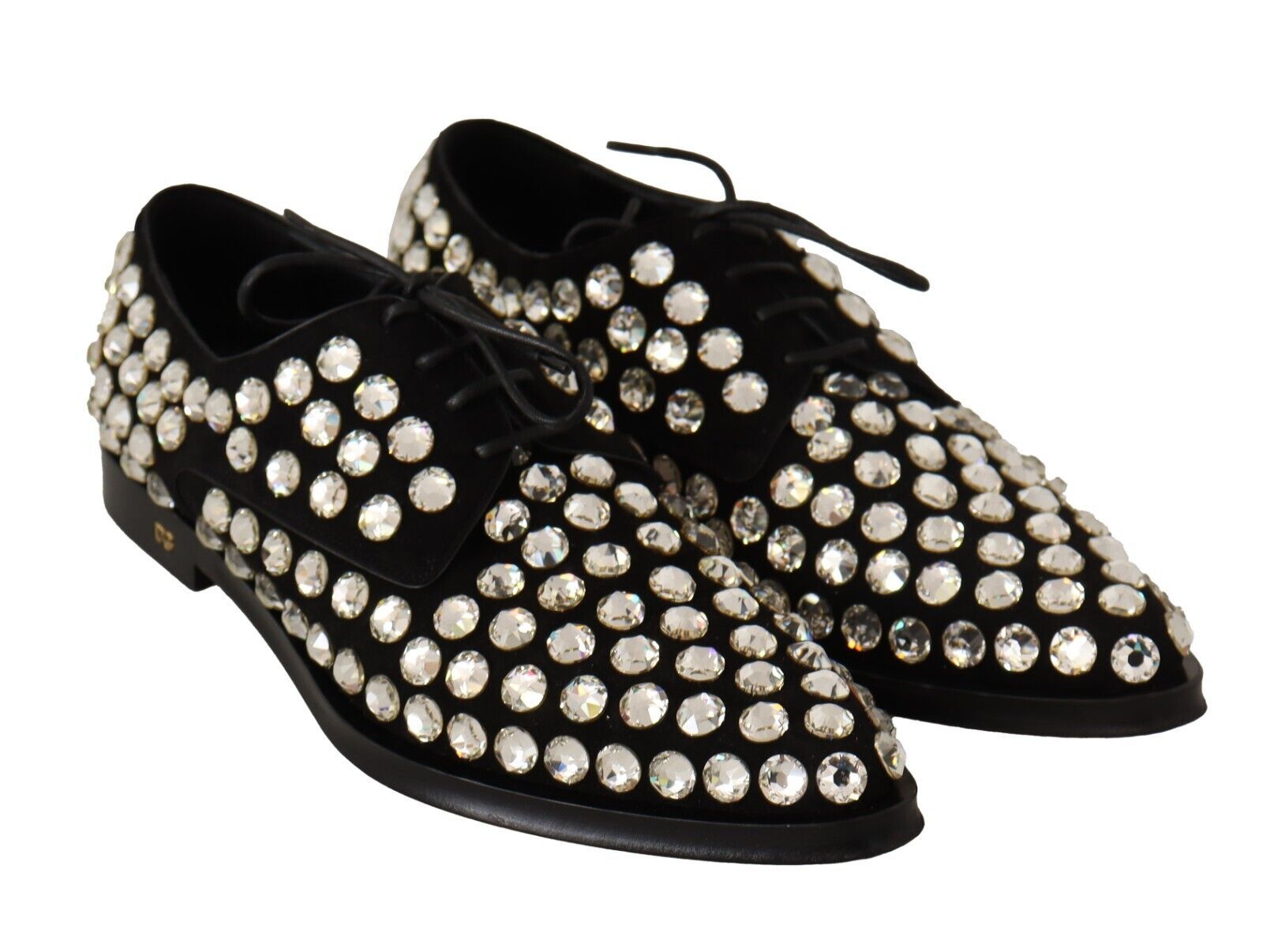 Официални обувки Dolce & Gabbana с черни кожени кристали и връзки