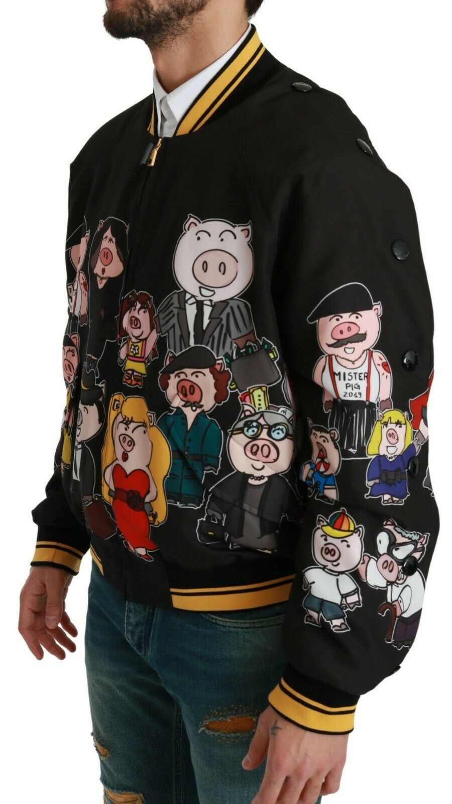 Dolce & Gabbana Черно бомбър яке YEAR OF THE PIG