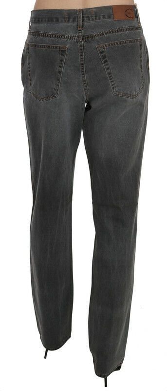 Just Cavalli Grey Изпрани прави дънкови панталони със средна талия Дънки