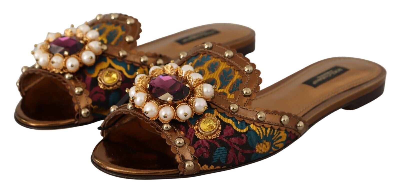 Dolce & Gabbana Многоцветни равни обувки с флорални декорации