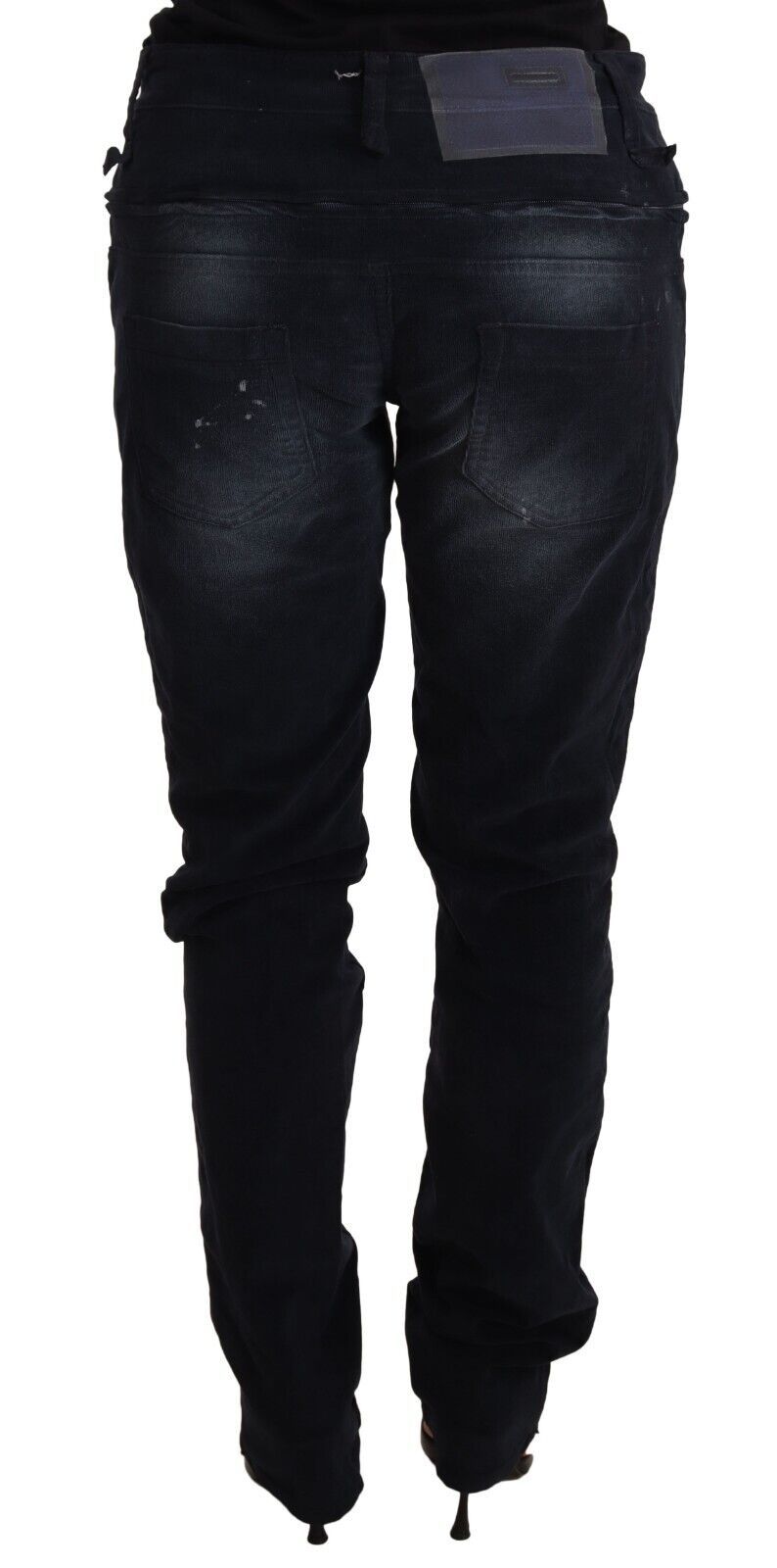 Acht Blue Washed Cotton Denim Свободни панталони с ниска талия Дънки