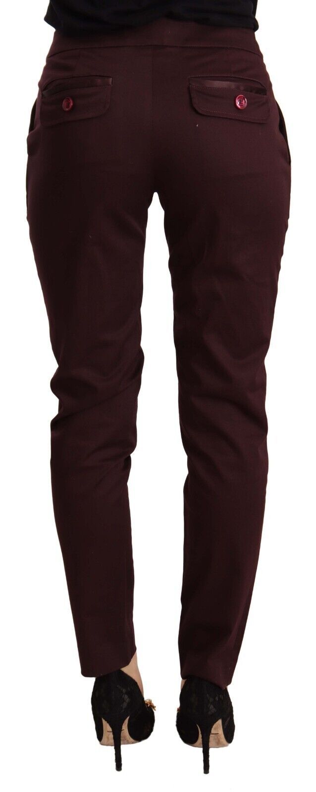 Тесни дамски панталони Just Cavalli Maroon със средна талия