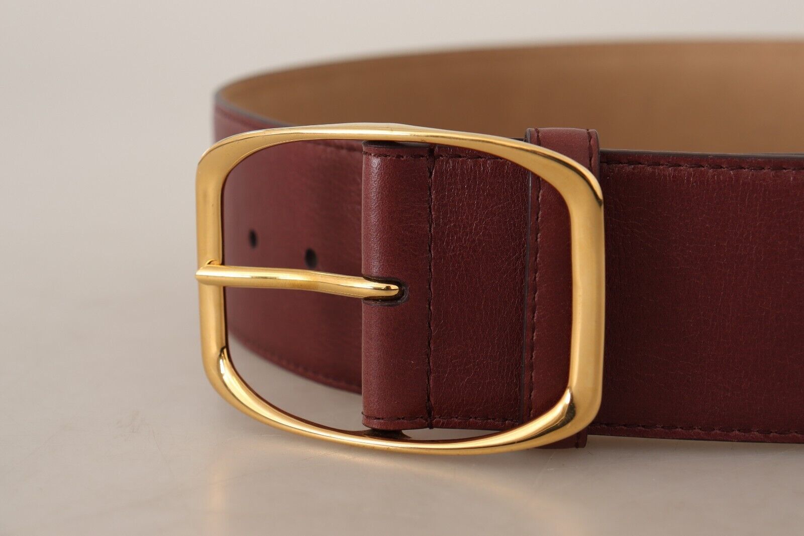 Dolce & Gabbana Maroon кожен златен колан с квадратна катарама