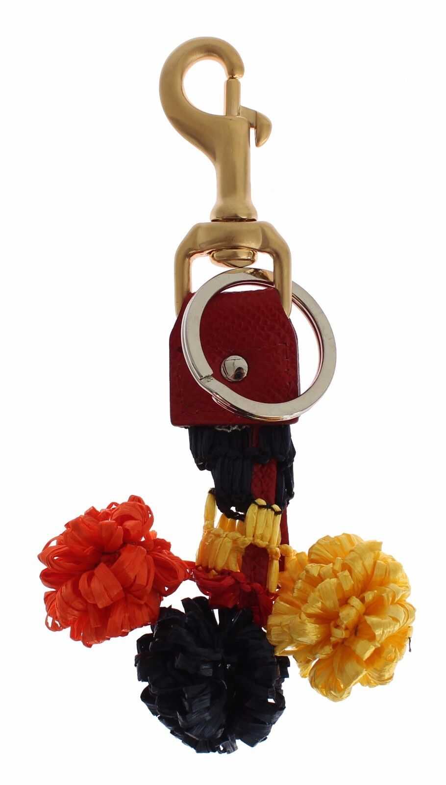 Dolce & Gabbana Chic Multicolor Raffia Leather Keychain