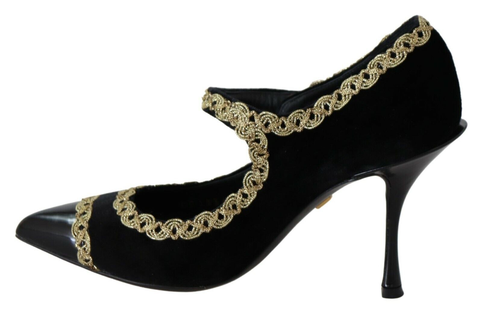 Черни украсени кадифени обувки Mary Jane от Dolce & Gabbana