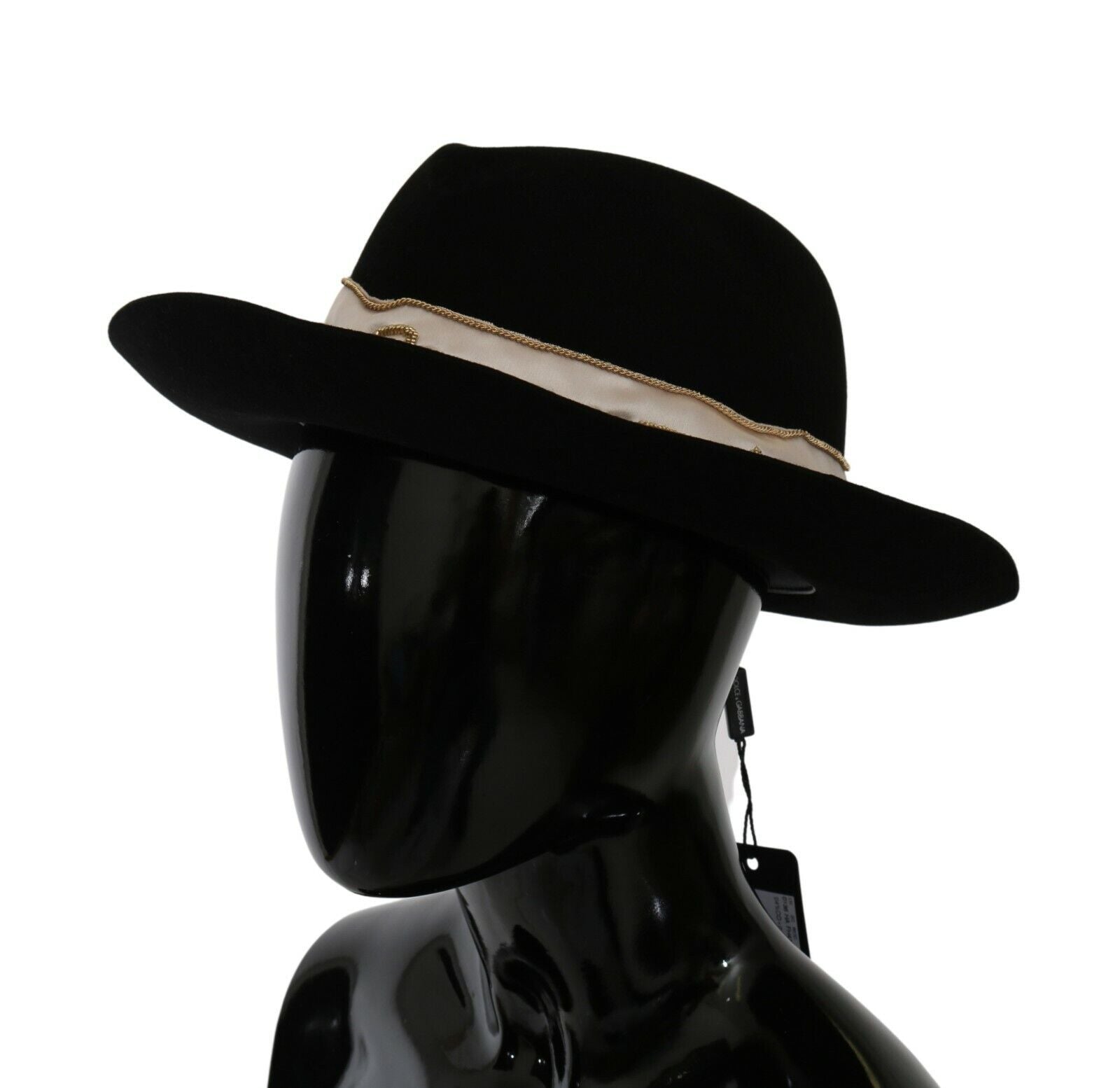 Панама с широка периферия Dolce & Gabbana Black Lapin Amor Gignit