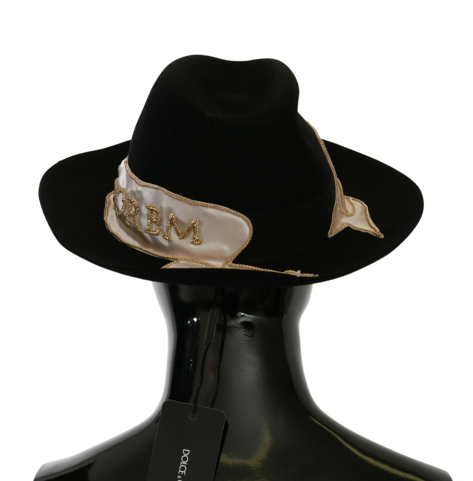 Панама с широка периферия Dolce & Gabbana Black Lapin Amor Gignit