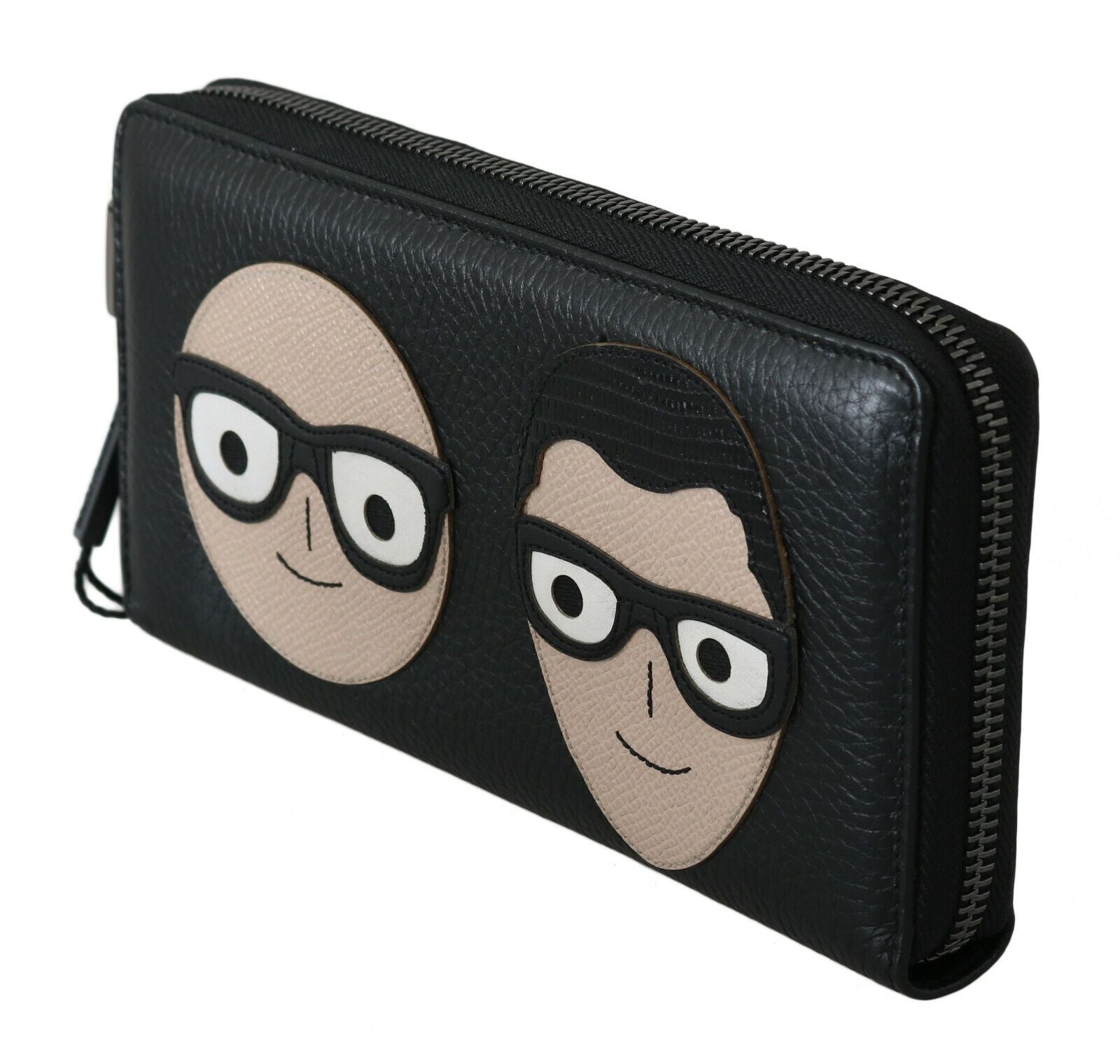 Черен кожен мъжки портфейл Dolce & Gabbana #DGFAMILY с цип Continental