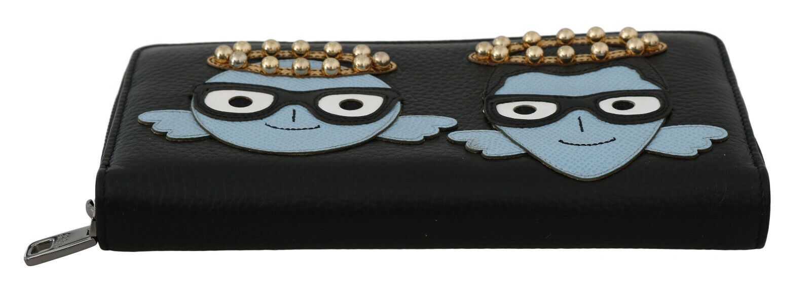 Dolce & Gabbana Черен син кожен портфейл #DGFAMILY Zipper Continental