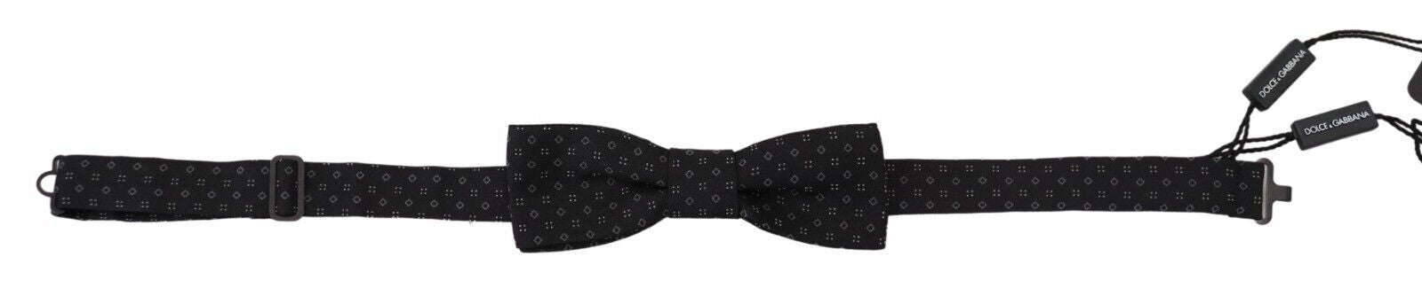 Копринена папийонка Dolce & Gabbana с черен модел и регулируема яка