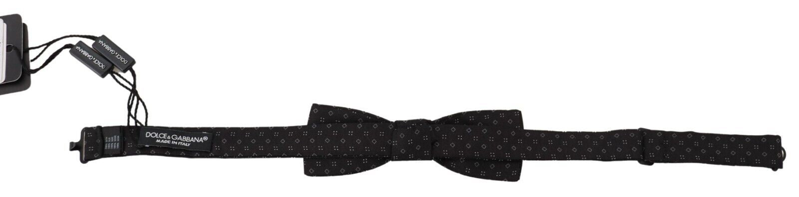 Копринена папийонка Dolce & Gabbana с черен модел и регулируема яка