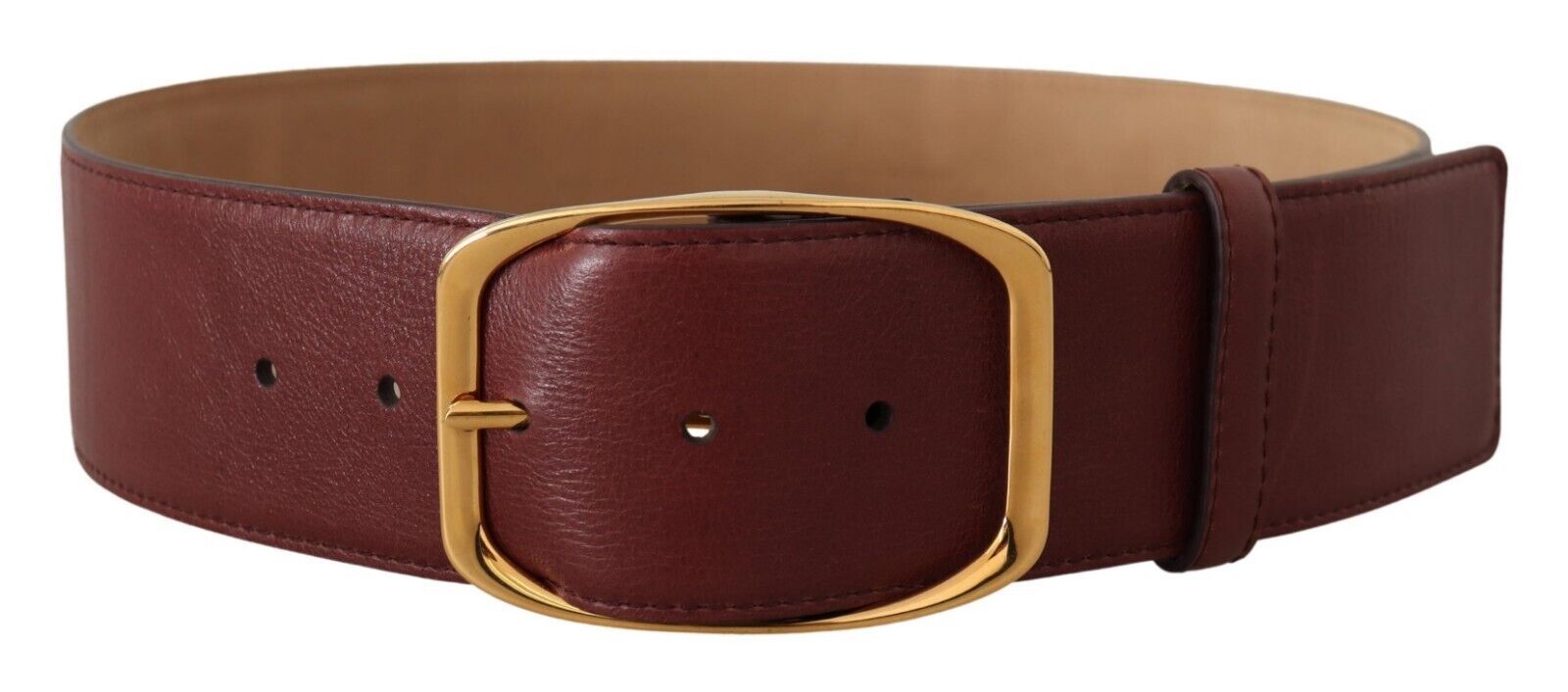 Dolce & Gabbana Maroon кожен златен колан с квадратна катарама