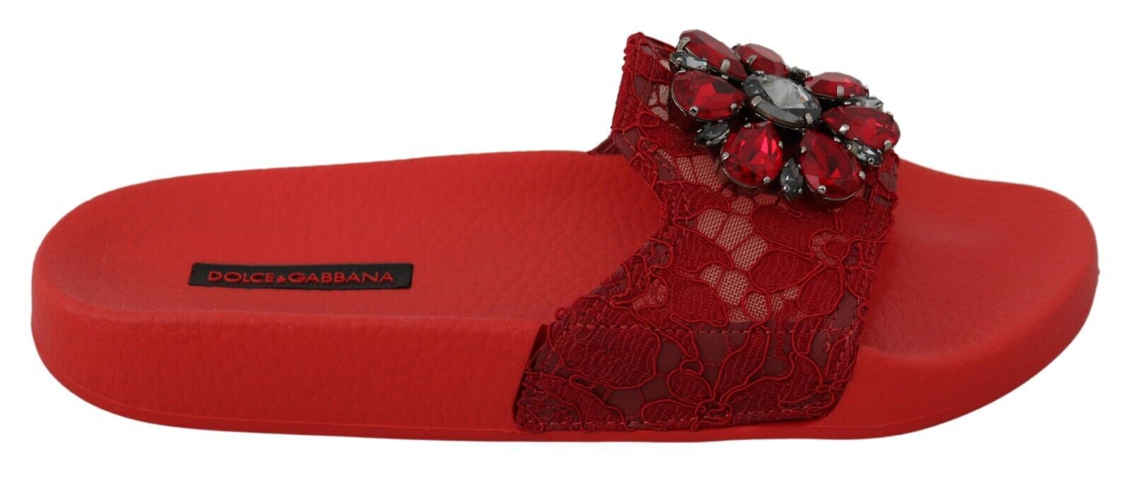 Dolce & Gabbana червени дантелени кристални сандали пързалки Плажни обувки