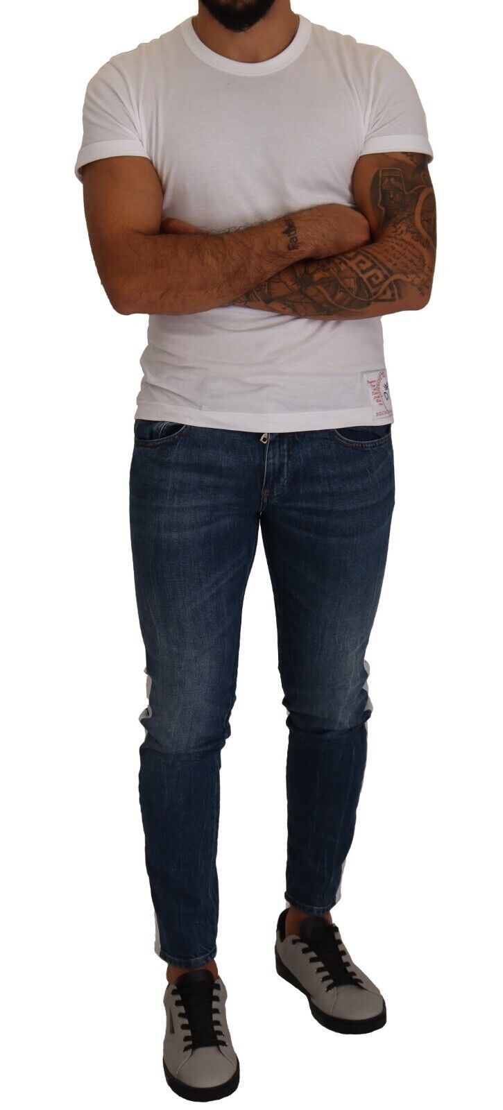 Дънки Dolce & Gabbana Slim Fit в синьо с изпран деним