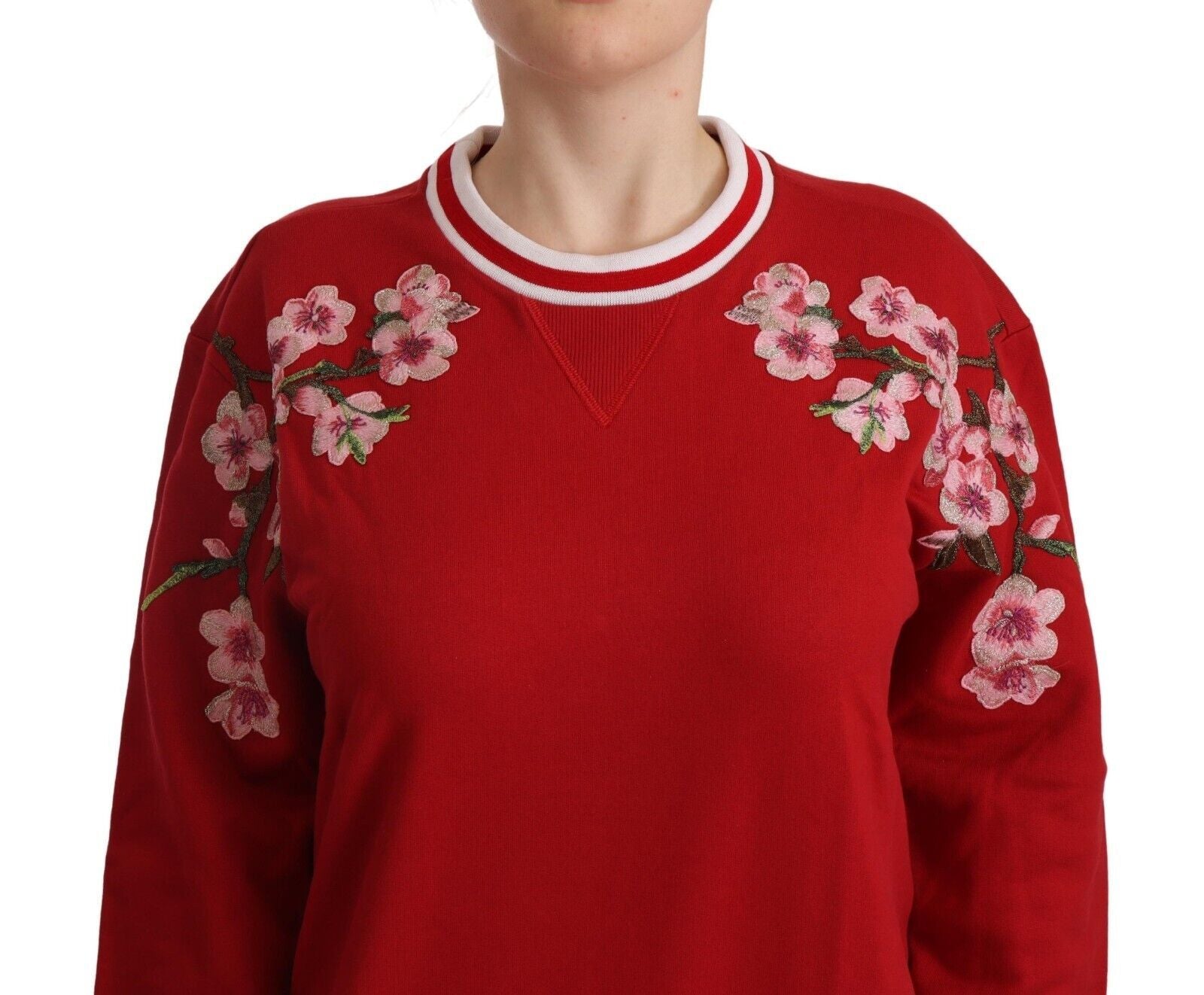 Червен памучен пуловер с кръгло деколте #DGlove на Dolce & Gabbana