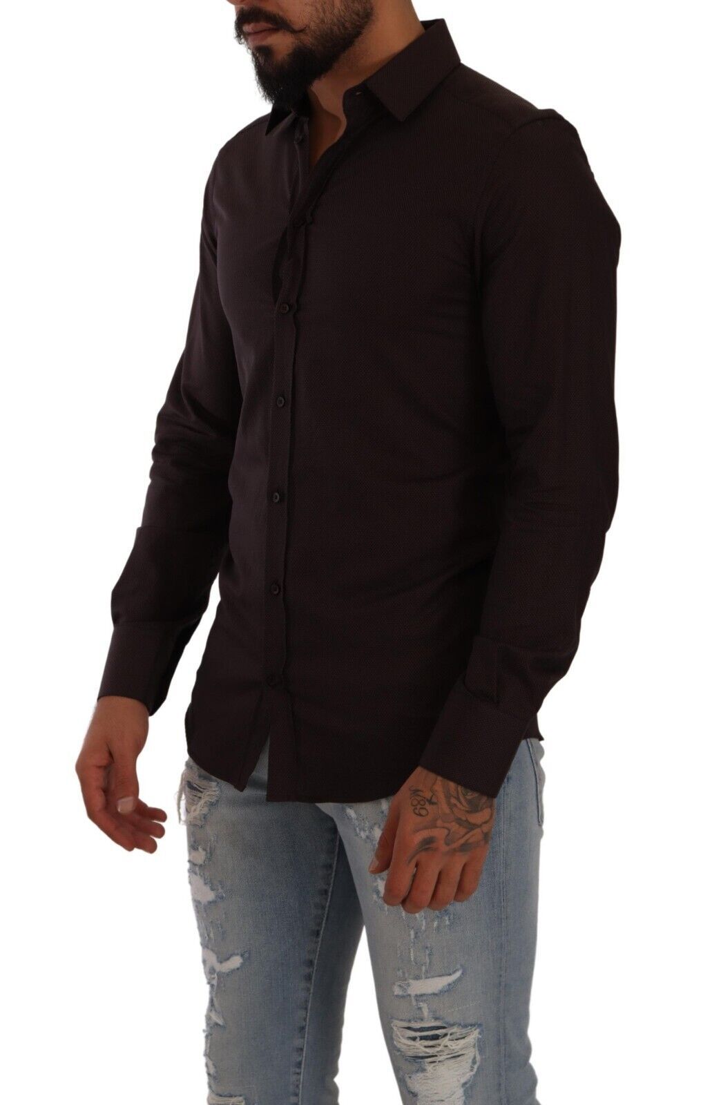 Dolce & Gabbana Bordeaux GOLD Памучна риза Slim Fit