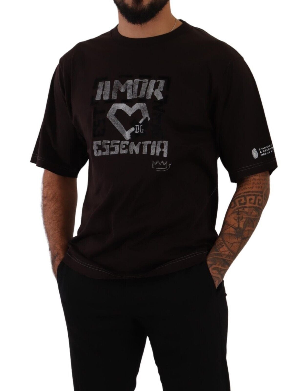 Dolce & Gabbana Бордо памук L-Amore тениска Crewneck Print
