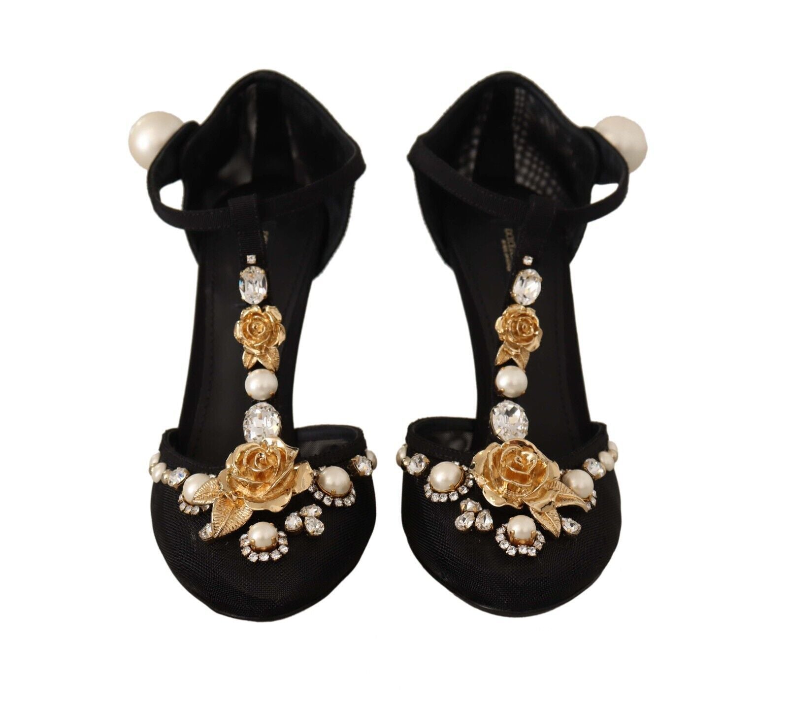 Dolce & Gabbana Черни изкуствени перли Crystal Vally Heels Сандали обувки